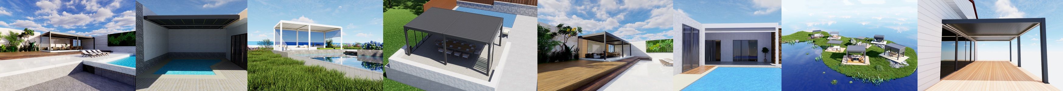 Louvered pergola application scenes